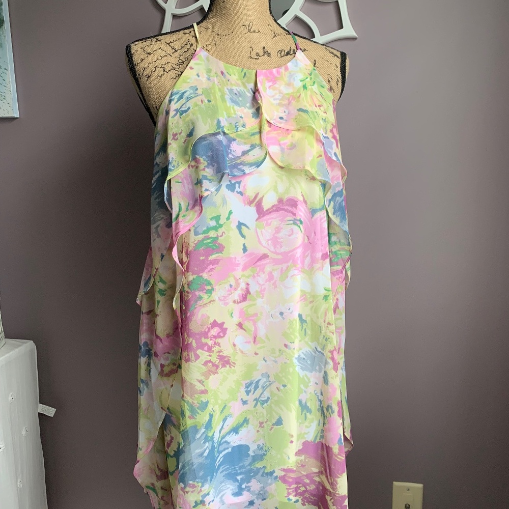 Pastel colors Flowy BCBG Dress Sz S